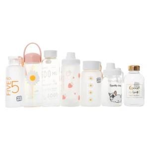 Reusable Glass Water Bottles High Quality Hot Drinking Bottles with Fancy Design Printing Factory Direct Supply