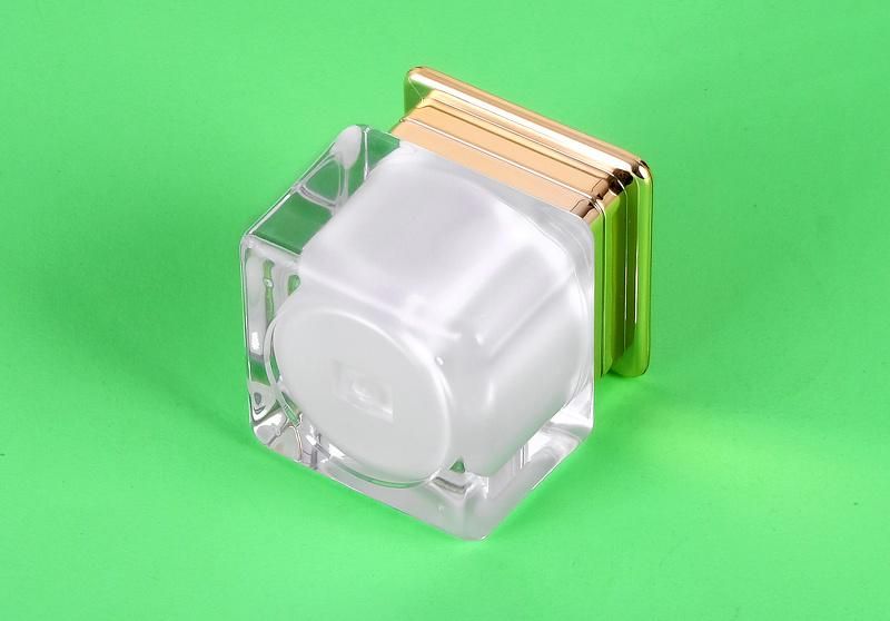 10g 15g 20g Elegant Matt Clear Transparent Jar with Gold Metalized Cap Plastic Creem Jar Cream Container