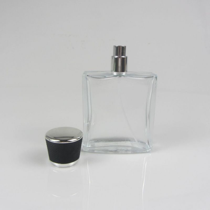 Clear Empty Square Shape Glass Spray Perfume Bottle 100ml
