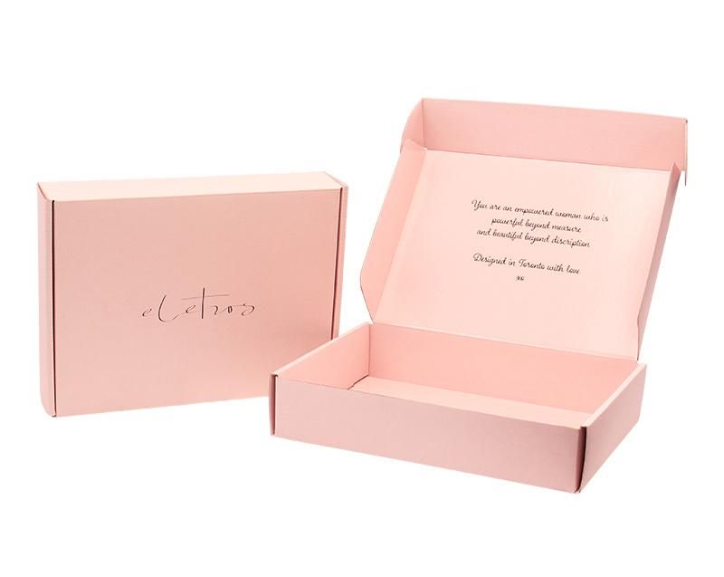 Custom Size Wholesale Pink Printing Fashion Shirt Clothes Delivery Packaging Carrugated Cardboard Paper Box for Shipping