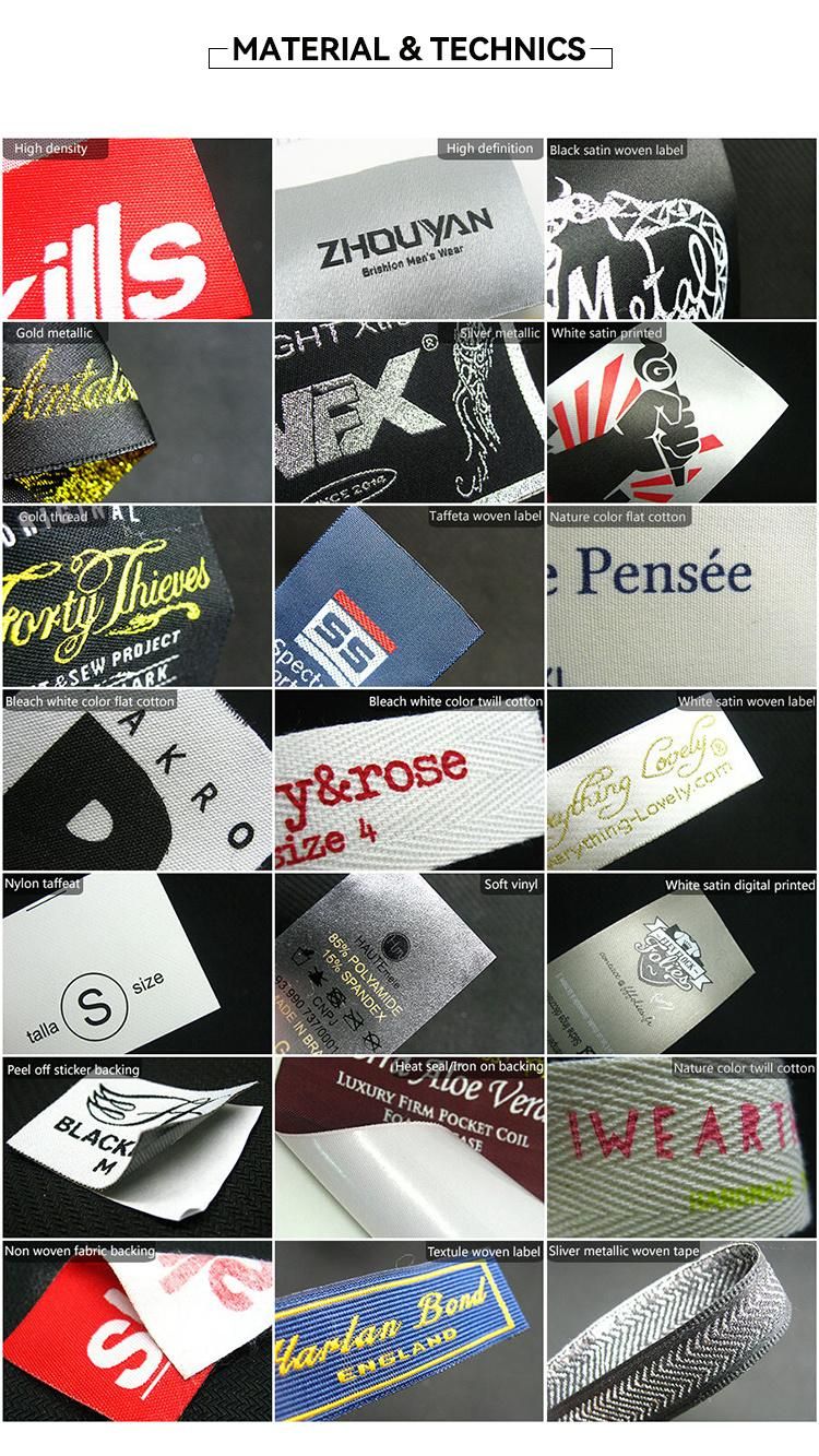 High Quality Colorful Customized Size Printed Logo T-Shirt Tag Ffy Eco Friendly Woven Mark 100% Recyclable Label for Cloth