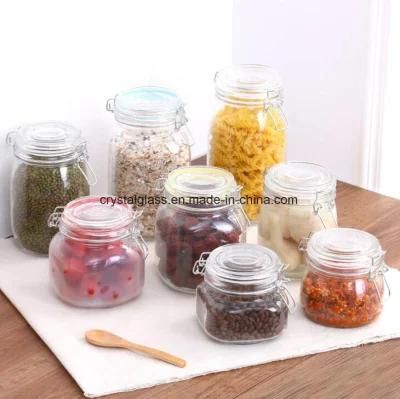 500ml 2L 3L Glass Food Candy Storage Jar with Clamp Lid