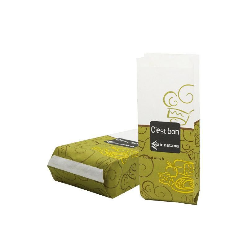 Stock and Custom Accept Regular Grease Proof Flat Bottom Sos Paper Stand up Pouch Sacks Bag Kraft Paper Package Bag