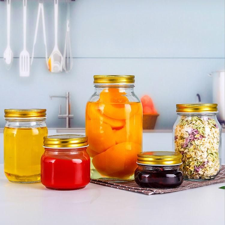 Mason Jar 4 Oz 8 Oz 12 Oz 16 Oz 32 Oz Jelly Jam Food Storage Glass Mason Jar with Regular Mouth Lid, Band
