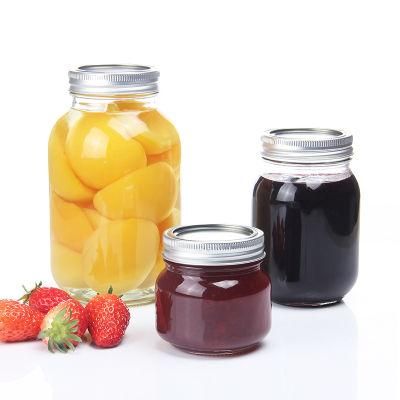 Custom Logo 12 Oz 16oz 32 Oz Wide Mouth Food Storage Mason Canning Jars with Metal Lid