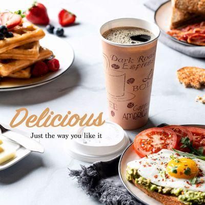 Disposable Single Wall Double Wall PE PLA Coated Coffee Paper Cups with Lids