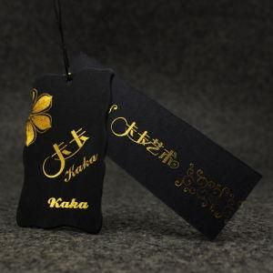 Custom Hang Tag, Custom Logo Name Foil Silver Garment Black Cardboard Hang Tags, Hangtag for Clothing