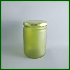 500ml Frosted Green Glass Honey Jar with Metal Cap