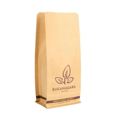 Natural Kraft Square Bottom 500g Ziplock Coffee Tea Bag Vlave