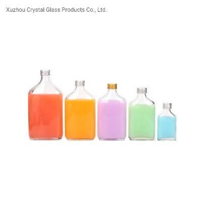 350ml Flat Amber Cold Brew Coffee Whiskey Glass Bottle with Metal Lid