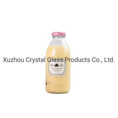 Screen Printing Custom Design Milk Bottle with Screw Lid 300ml 350ml 500ml Glass Bottle