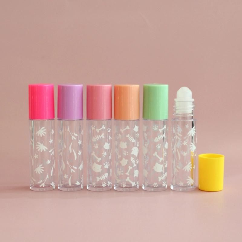 Clear Roll on Lip Gloss Tubes Container with Colorful Top