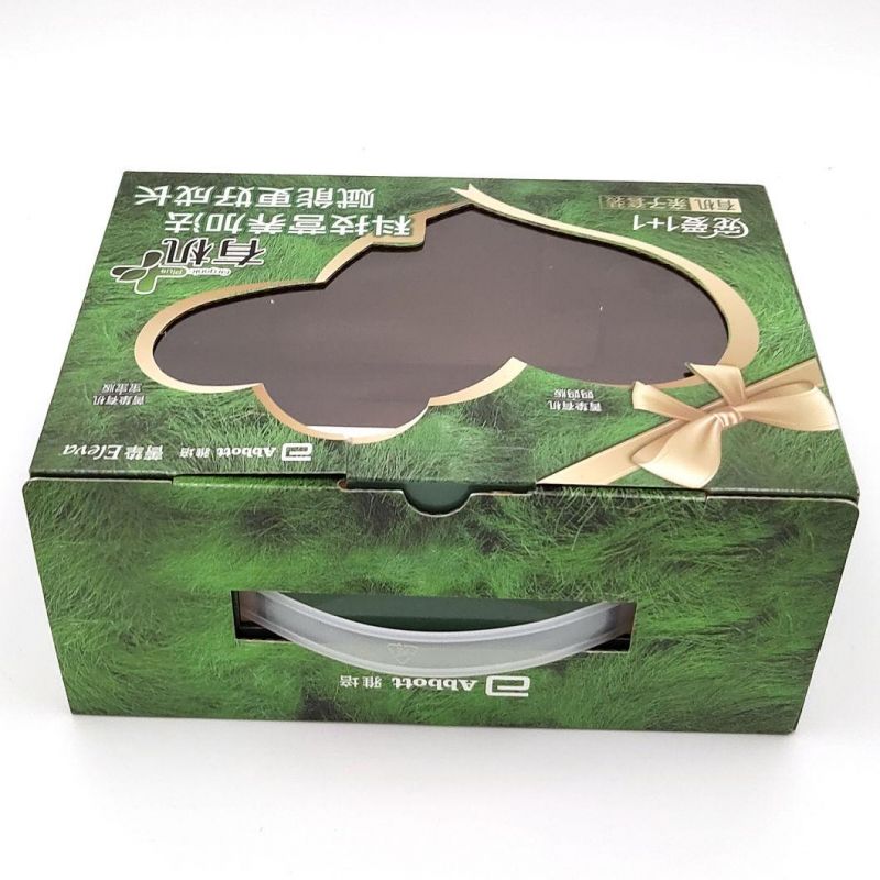 China Manufacturer Custom OEM Logo Printed Milk Power Coffee Fruit Juice Gift Packaging Paper Carton Box with PVC Window Plastic Handle
