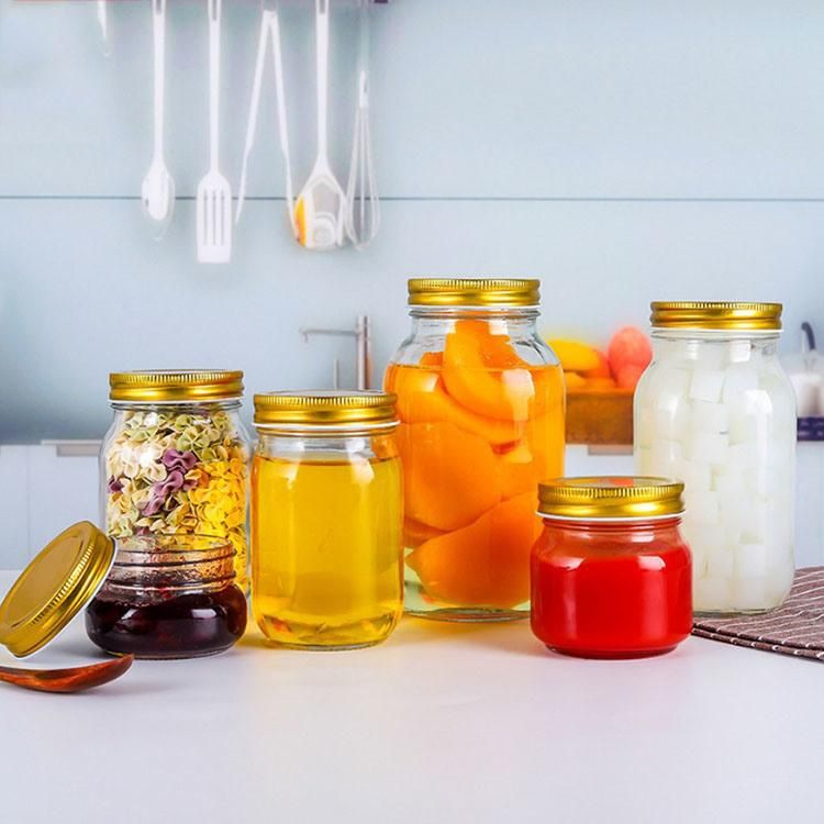 Mason Jar 4 Oz 8 Oz 12 Oz 16 Oz 32 Oz Jelly Jam Food Storage Glass Mason Jar with Regular Mouth Lid, Band