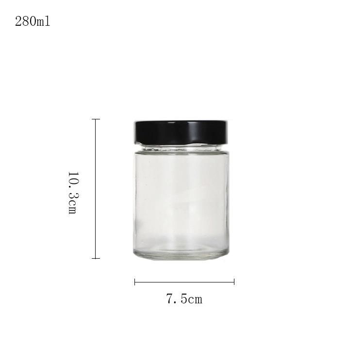 280ml 9oz Round Straight Side Food Container Jam Honey Glass Jar with Deep Lid