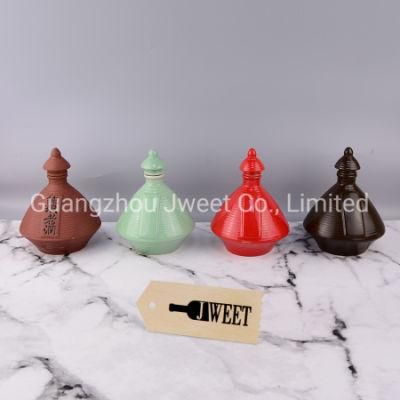Empty Alcohol Bottle 500ml Red Ceramic Liquor Vodka Bottle