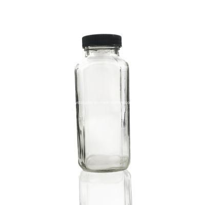 60ml 250ml 350ml 500ml Square Shaped Glass Milk Coffee Bottle with Plastic and Metal Caps