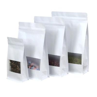 Custom Printing Matte Food Mylar Plastic Zip Ziplock Packaging Biodegradable Stand up Pouch Brown Kraft Paper Bag with Window