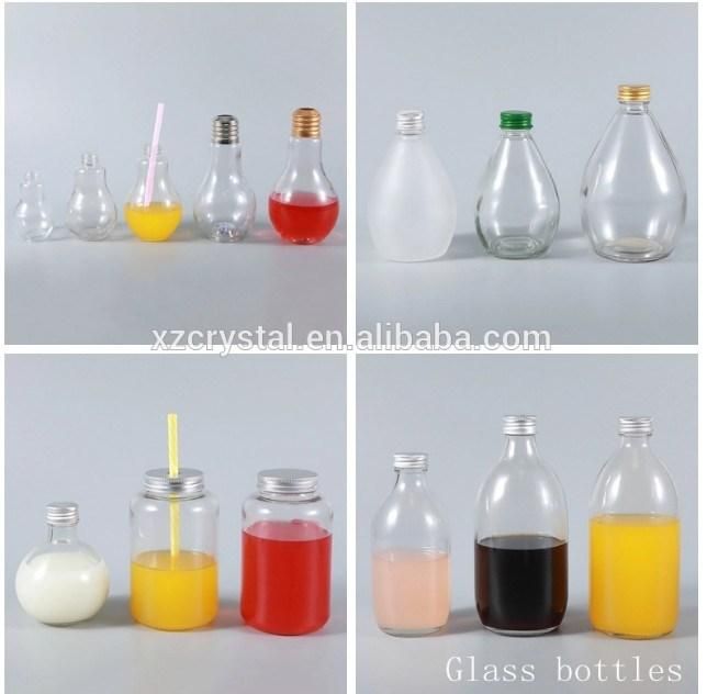 200ml 250ml 350ml Milk Botttle Tea Bottle Glass Bottle with Metal Caps