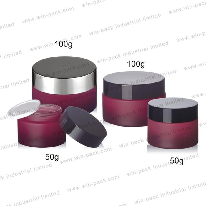 Winpack Luxury Cosmetic Package Cream Jar Boxes with Shiny Silver Cap with Transparent Glass Cream Jar for Cream Cosmetic