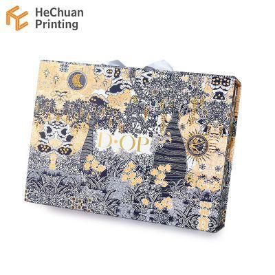 No Tape Luxury Magnetic Ribbon Custom Bronzing Logo Cosmetic Folding Box Clothing Shoe Packaging Wig Gift Box
