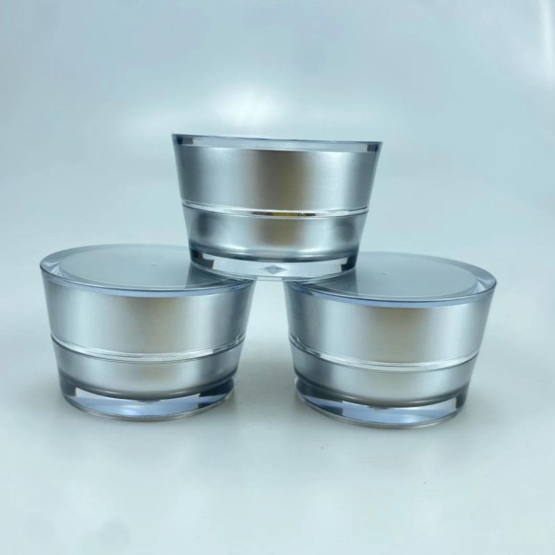 Empty Round High Quality Gold Acrylic Jar 5ml 10 Ml 15ml 30grams 30 Ml 50ml Silver Cosmetic Container Pot