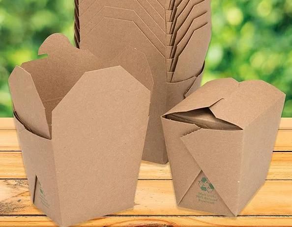 Wholesale Custom Color Printing Loge Kraft Paper White Card Disposable Fast Food Paper Box Fried Chicken Lunch Takeaway Salad Oil-Proof Noodle Lunch Packing