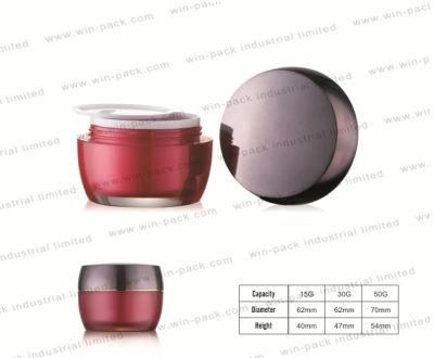 Luxury Fancy Red Round Cosmetic Empty Acrylic Cream Jar with Cosmetic Packaging
