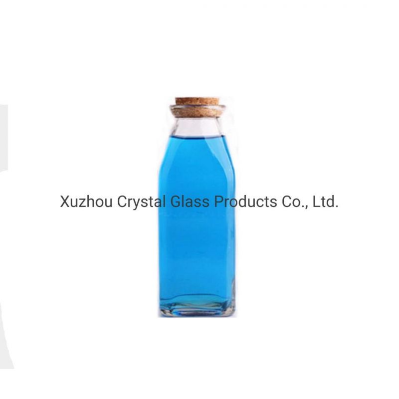 12oz 350ml Hexagon Shape Clear Glass Milk Juice Bottle with Cork Lid for Sale