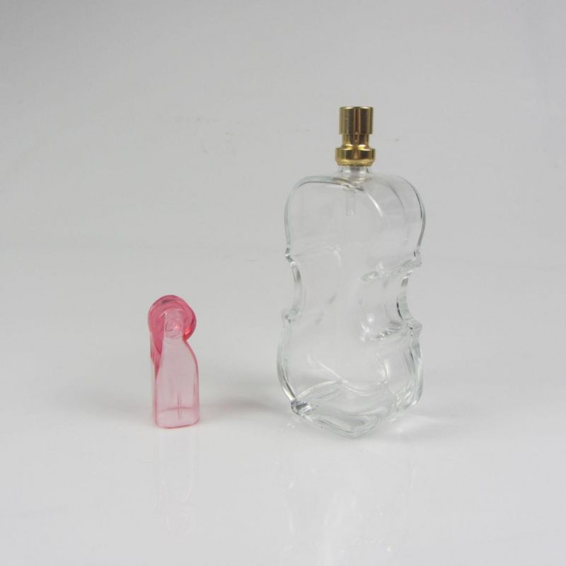 Guitar Shaped Beautiful Clear Perfume Glass Bottle 100ml