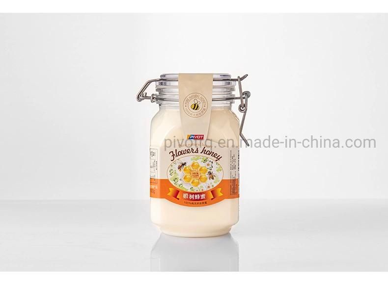 1100g 38oz Square Plastic Honey Bottle with Wire Clasp for Honey Syrup