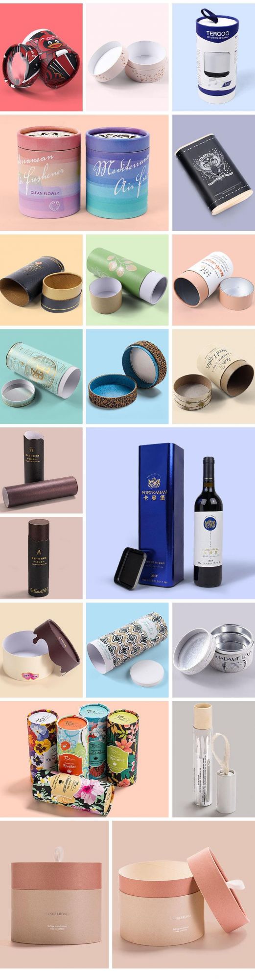 High Quality Custom Logo Black Gift Box Packaging Cardboard Cylinder Paper Tube