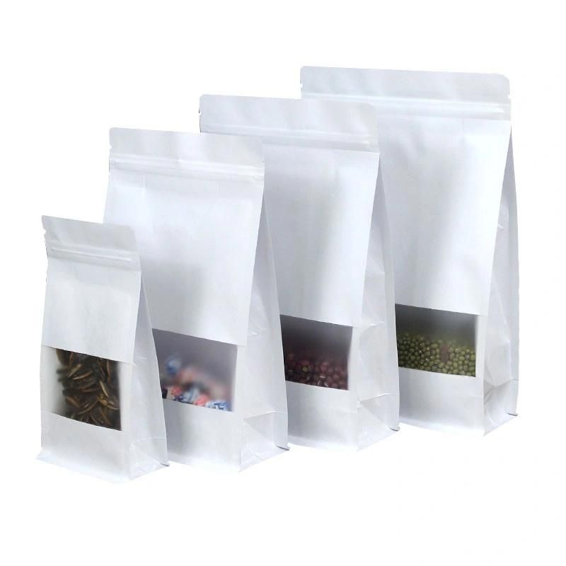 Custom Printing Matte Food Mylar Plastic Zip Ziplock Packaging Biodegradable Stand up Pouch Brown Kraft Paper Bag with Window