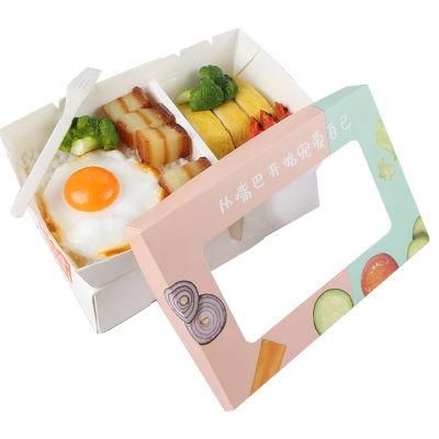 Disposable White Cardboard Food Containers Take Away Lunch Box Biodegradable