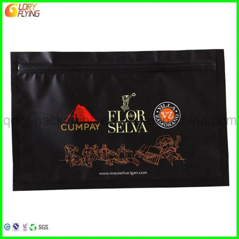 Customized Printed Plastic Zipper Tobacco Cigar Packaging Bag