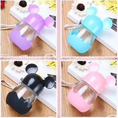 300ml Lovely Design Glass Water Bottle with Mickey Cap