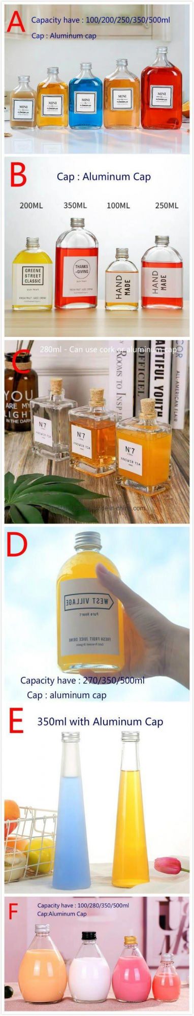 250ml 350ml 500ml Boston Cold Brew Coffee Milk Juice Beverage Glass Bottle