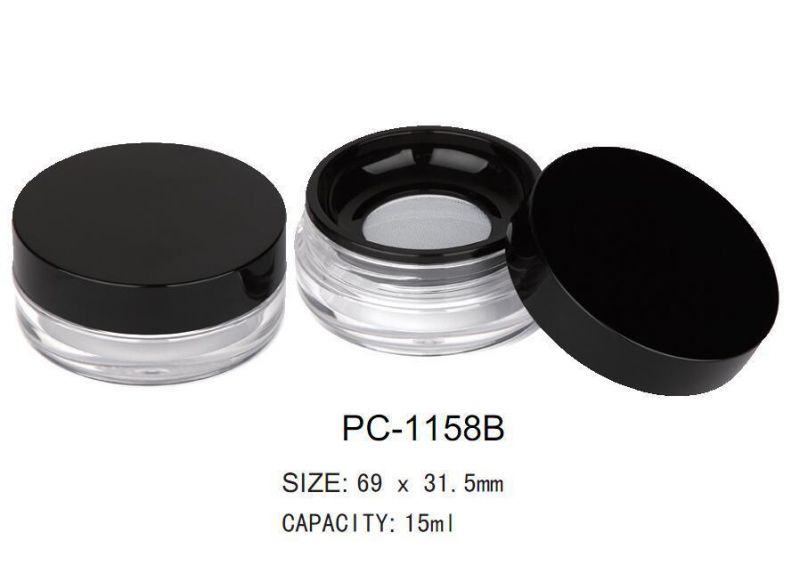 Round Loose Powder Case Container Packaging Jar with Nylon Mesh Sifter