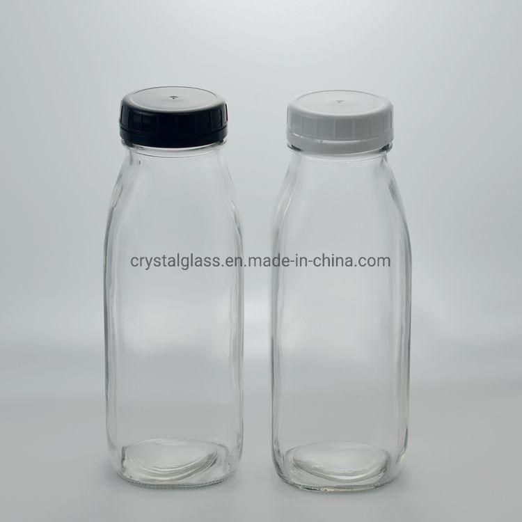 300ml 500ml French Square Glass Bottle Milk Beverage Bottle