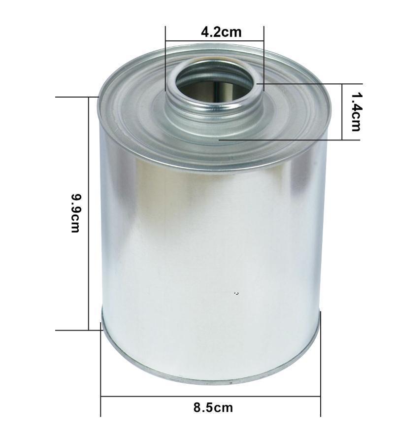 4oz, 8oz, 16oz, 32oz Empty PVC/ UPVC/ CPVC Glue Monotop Tin Can, Screw Top Round Metal Tin Can with Ball Dauber.