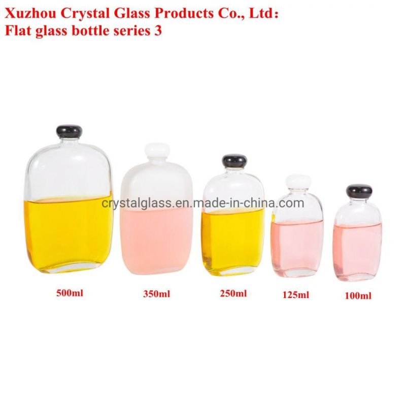 50ml 100ml 200ml 250ml Small Capacity Flat Glass Fresh Cold Brew Coffee Bottle with Aluminium Lid