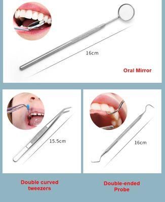 High Quality 304 Stainless Steel Mouth Mirror/Probe/Tweezer/ 3 in 1 Dental Tool Instrument
