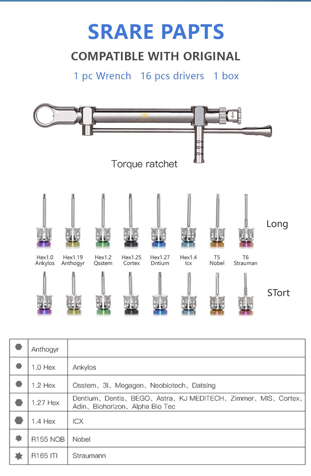 Top Quality Universal Dental Implant Torque Ratchet Instrument Restoration Prosthetic Kit
