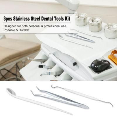 High Quality 3PCS Stainless Steel Dental Tools Kit Dental Scaler Dental Tweezers Dental Mirrors Oral Care