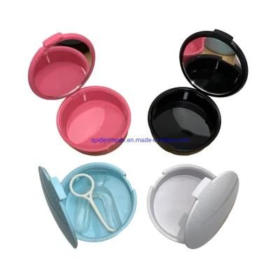 Round Plastic Dental Orthodontic Denture Retainer Aligner Box with Mirror