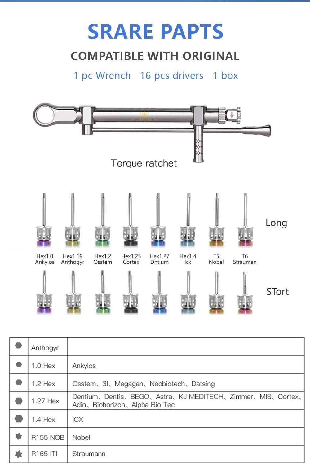 Top Quality Dental Handpiece Implant Tools Universal Torque Wrench Prosthetic Kit