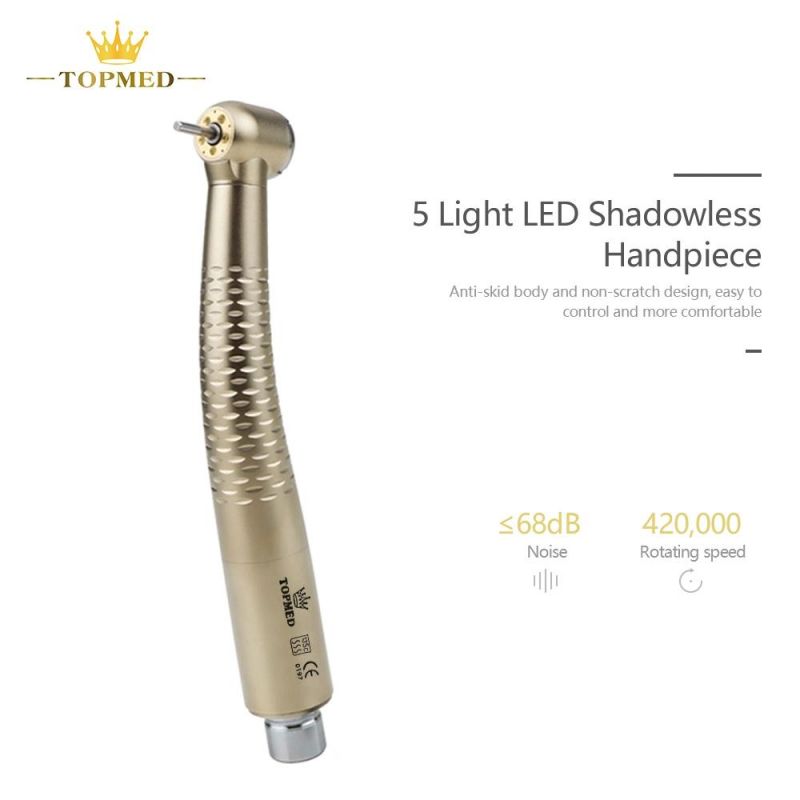 Medical Equipment Dental Instrument with Quick Coupling 5 LED Dental High Speed Handpiece
