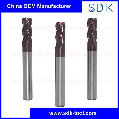 HRC60 Grade Carbide 4 Flute Corner Radius End Mills Cutting Tools for Steels