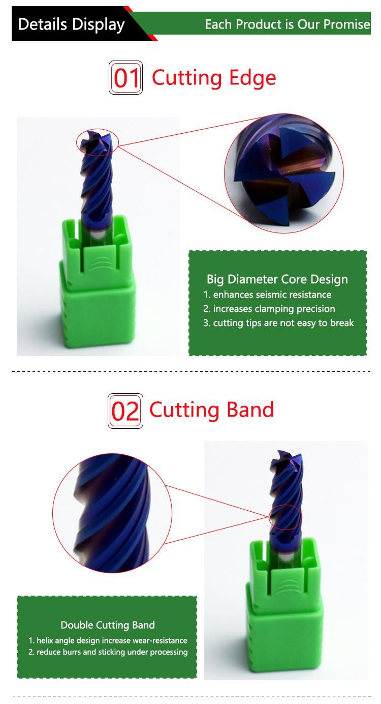 Manufacturer Wholesale Good Quality Tungsten Carbide 4 Flutes HRC65 Flat End Mill