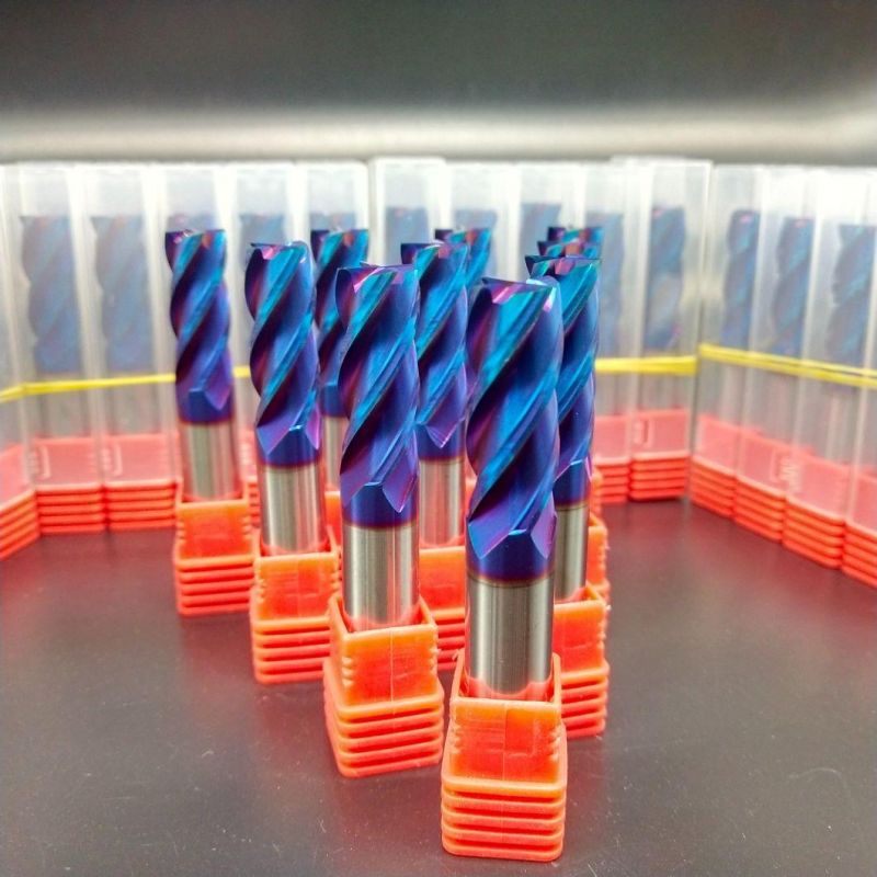 HRC55 CNC Cutting Tools Flat Rainbow Carbide Solid End Mills For Aluminum